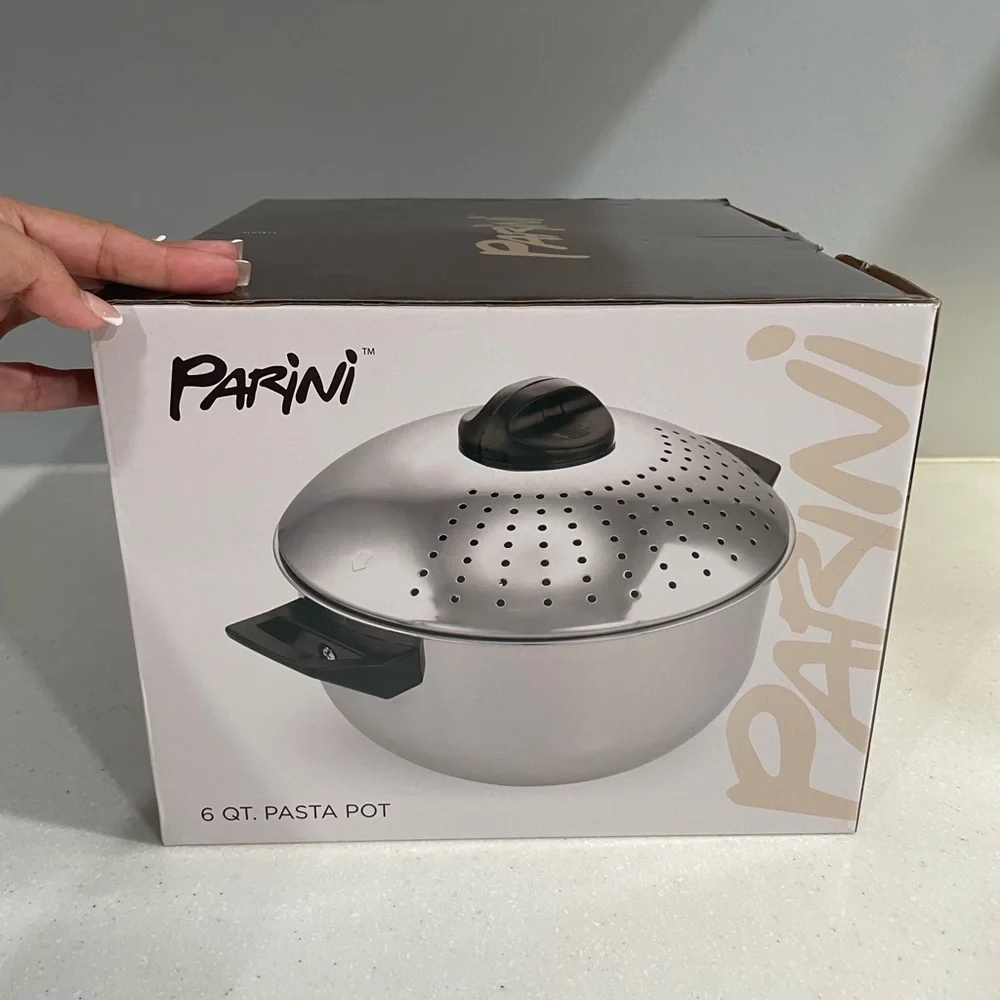 Parini 6 quart Stainless Steel Pasta Pot with Lid